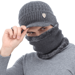 Men's Winter Wool Knit Scarf Caps