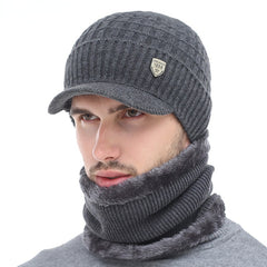 Men's Winter Wool Knit Scarf Caps