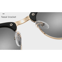 Polarized Round Sunglasses UV400 Semi Rimless Men's Eyewear