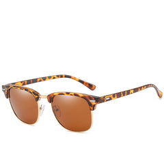 Polarized Round Sunglasses UV400 Semi Rimless Men's Eyewear