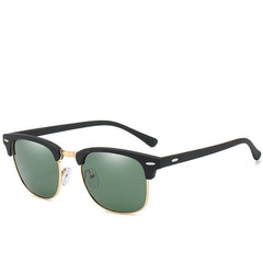 Polarized Round Sunglasses UV400 Semi Rimless Men's Eyewear
