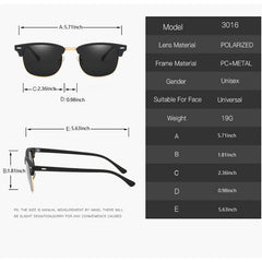 Polarized Round Sunglasses UV400 Semi Rimless Men's Eyewear