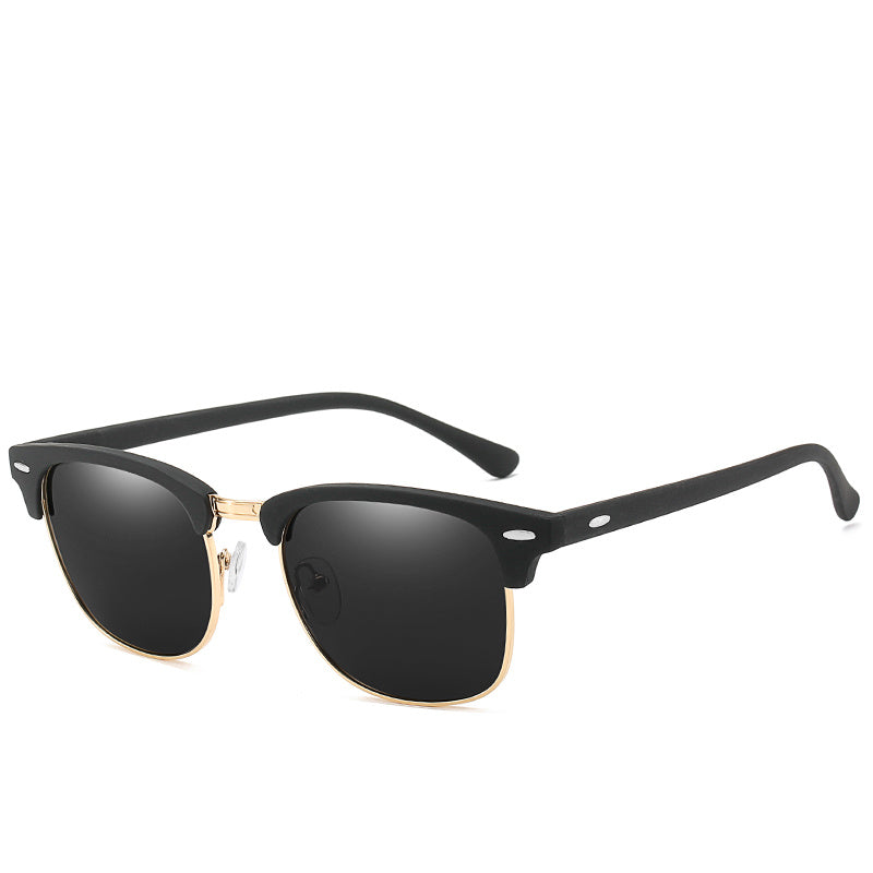Polarized Round Sunglasses UV400 Semi Rimless Men's Eyewear