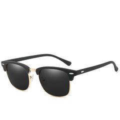 Polarized Round Sunglasses UV400 Semi Rimless Men's Eyewear