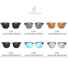 Polarized Round Sunglasses UV400 Semi Rimless Men's Eyewear