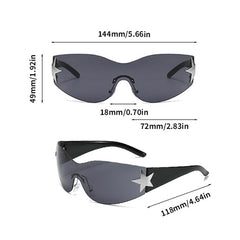 Rimless Gradient Sunglasses for Women Star Decoration Eyewear