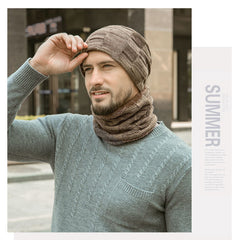 Winter Hat Pullover Hat Bib Suit Plush Wool Hat Men's Knitting Hat