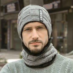 Winter Hat Pullover Hat Bib Suit Plush Wool Hat Men's Knitting Hat