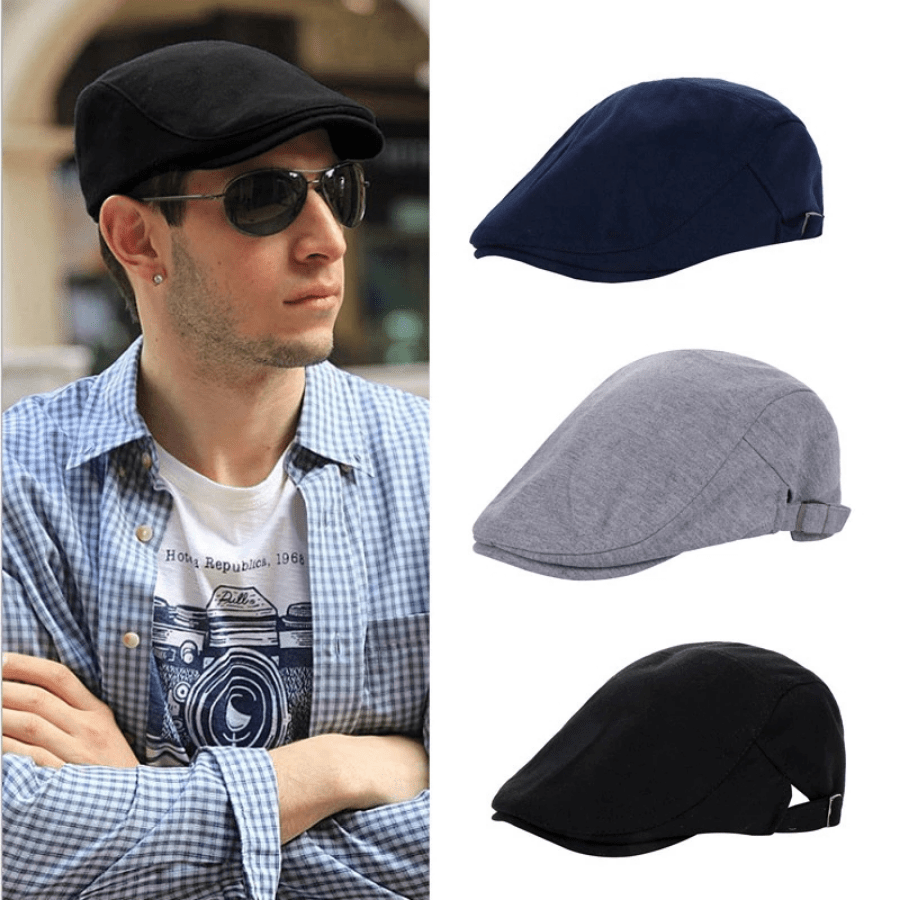 Men's Solid Beret Spring Autumn Vintage Sun Hats Unisex Forward Hat
