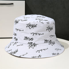 Letter Embroidery Bucket Hat Reversible Solid Hip Hop Couple