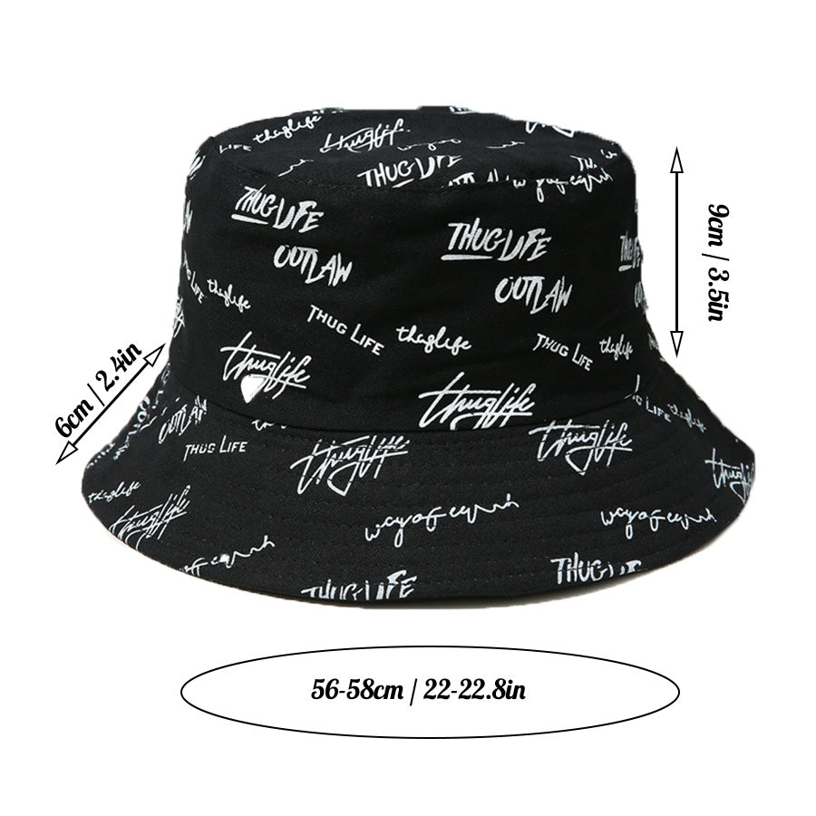 Letter Embroidery Bucket Hat Reversible Solid Hip Hop Couple