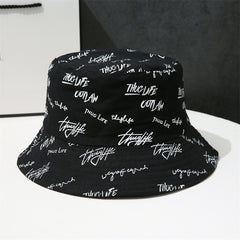 Letter Embroidery Bucket Hat Reversible Solid Hip Hop Couple