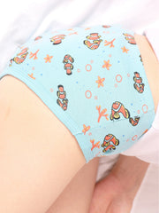 6pcs Girls Cotton Briefs Cartoon Print Boyshort Panties