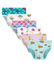 6pcs Girls Cotton Briefs Cartoon Print Boyshort Panties