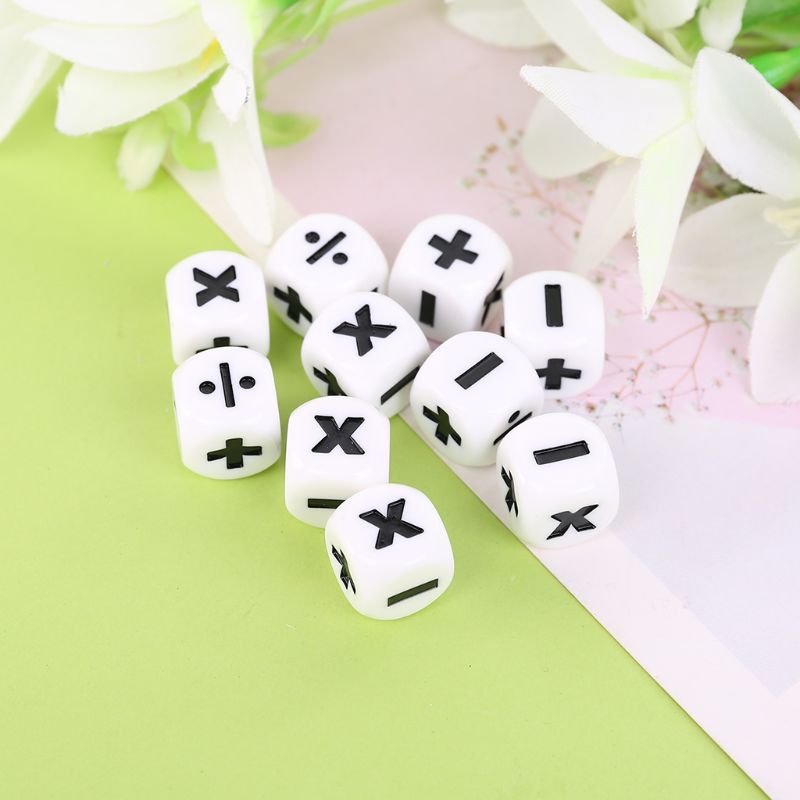 10pcs Math Symbol Dice Set for Operations, Multiplication and Division Dices
