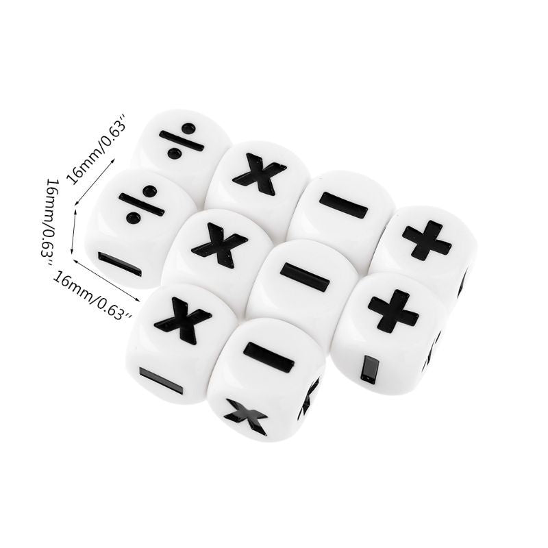 10pcs Math Symbol Dice Set for Operations, Multiplication and Division Dices