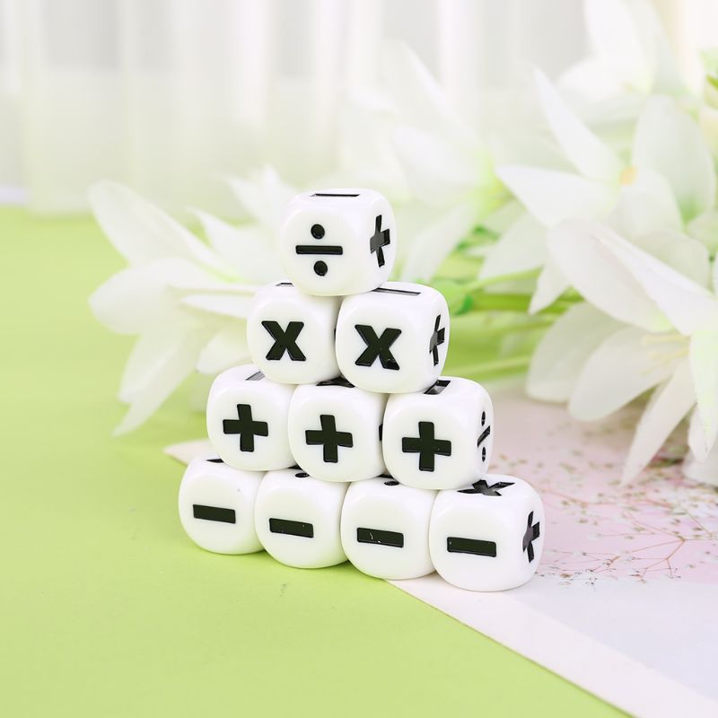 10pcs Math Symbol Dice Set for Operations, Multiplication and Division Dices