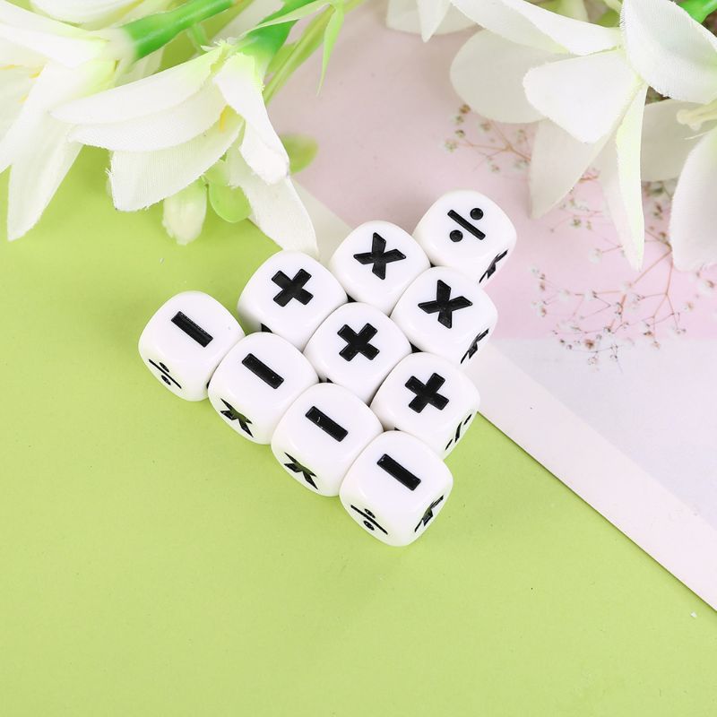 10pcs Math Symbol Dice Set for Operations, Multiplication and Division Dices