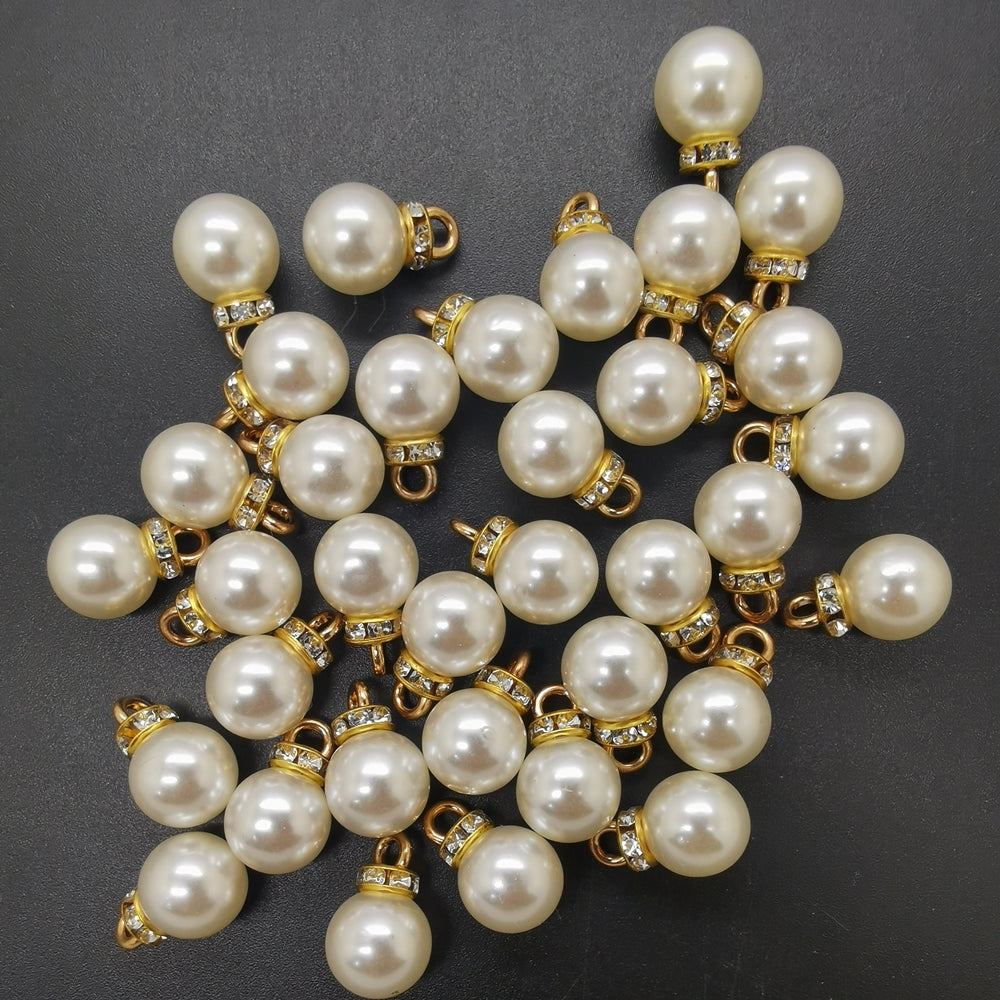 DIY 16pcs 10MM Mini Pearl Pendant Beads Earrings Jewelry Making