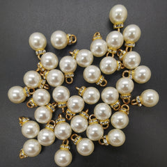 DIY 16pcs 10MM Mini Pearl Pendant Beads Earrings Jewelry Making