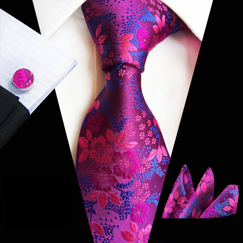 Men's Plum Paisley Three Piece Suit Set