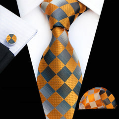 Men's Plaid Formal Tie Three Piece Suit with Accessories