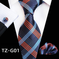 Men's Plaid Formal Tie Three Piece Suit with Accessories