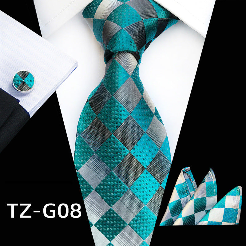 Men's Plaid Formal Tie Three Piece Suit with Accessories