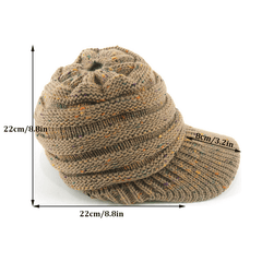Oversized Chunky Knit Beanie Cap Soft Ribbed Slouchy Hat Brim Baseball Cap