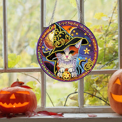 Cat Pattern Artificial Diamond Painting Kit DIY 5D Diamond Art Pendant