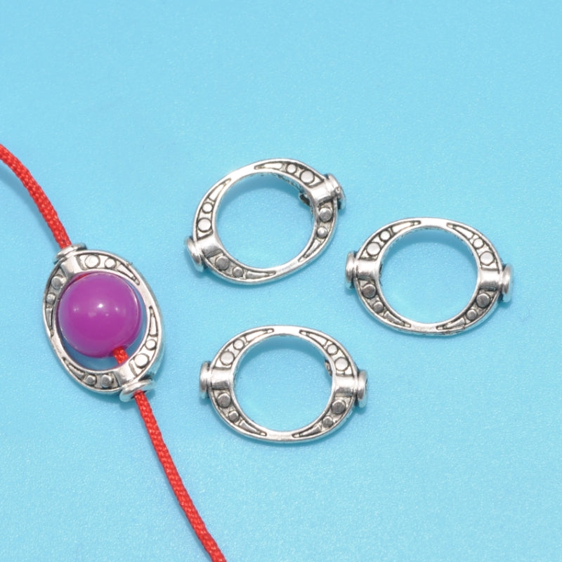 20 Pcs Oval Bead Frame Spacer Beads DIY Bracelet Necklace Jewelry Making