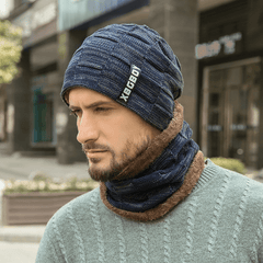Men's Winter Pullover Cap And Muffler Set