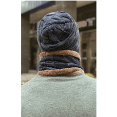 Men's Winter Pullover Cap And Muffler Set