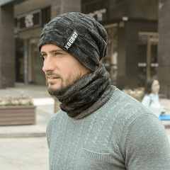 Men's Winter Pullover Cap And Muffler Set