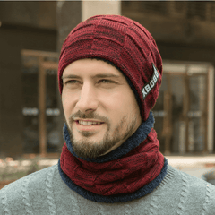 Men's Winter Pullover Cap And Muffler Set