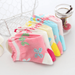 5pairs Baby Girls Socks Kids Butterfly Graphic Cotton Crew Socks