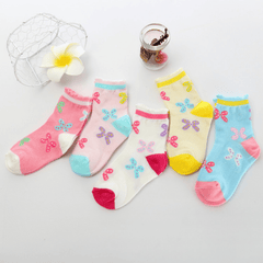 5pairs Baby Girls Socks Kids Butterfly Graphic Cotton Crew Socks