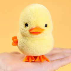 Yellow Jumping Chicken Wind Up Toy Plush Doll