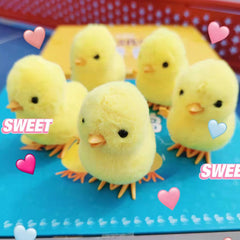 Yellow Jumping Chicken Wind Up Toy Plush Doll