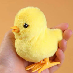 Yellow Jumping Chicken Wind Up Toy Plush Doll