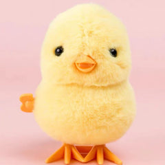 Yellow Jumping Chicken Wind Up Toy Plush Doll