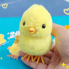 Yellow Jumping Chicken Wind Up Toy Plush Doll