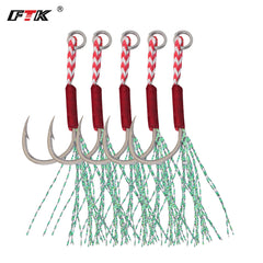 5pcs FTK Overturned Hook Fishing Spoon Hook Saltwater Fishing Jigging Spoon Hook