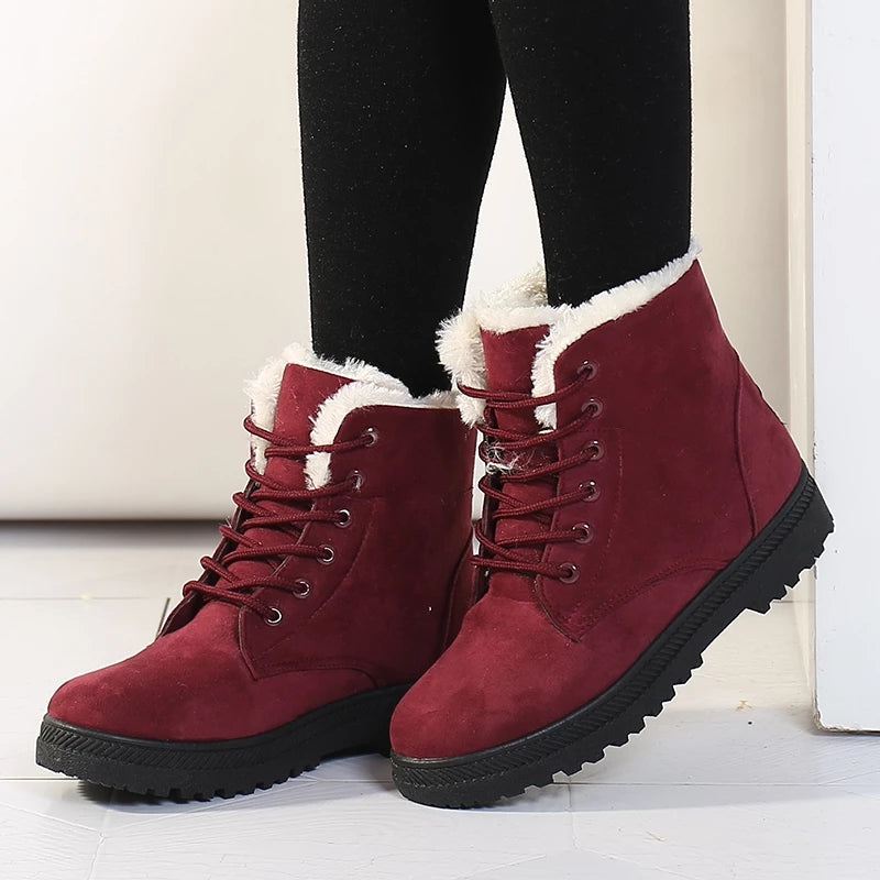 Women's Winter Thermal Snow Boots Warm Plush Lined Lace Up Boots