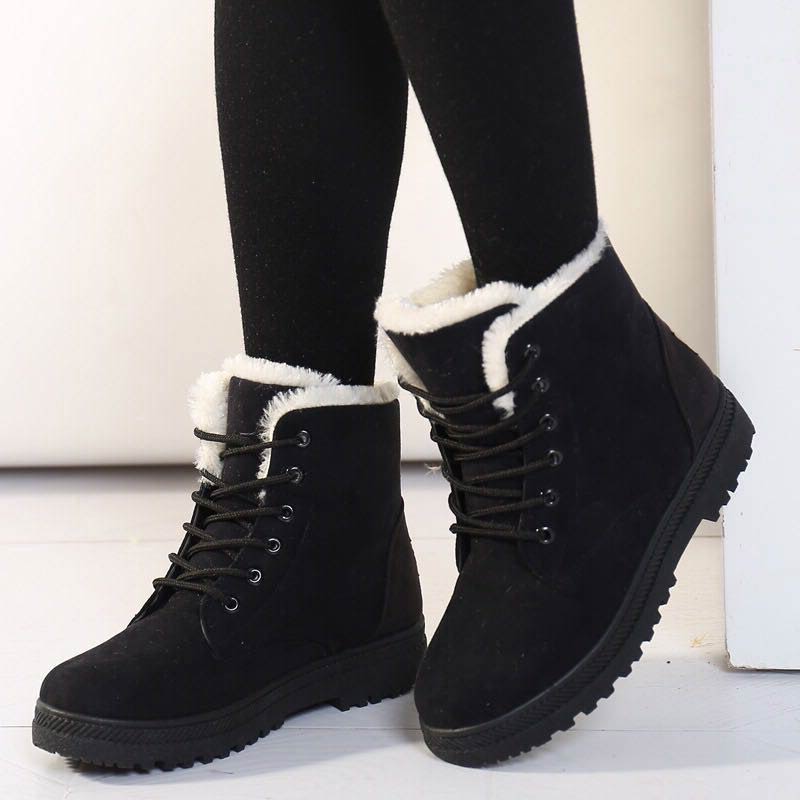 Women's Winter Thermal Snow Boots Warm Plush Lined Lace Up Boots