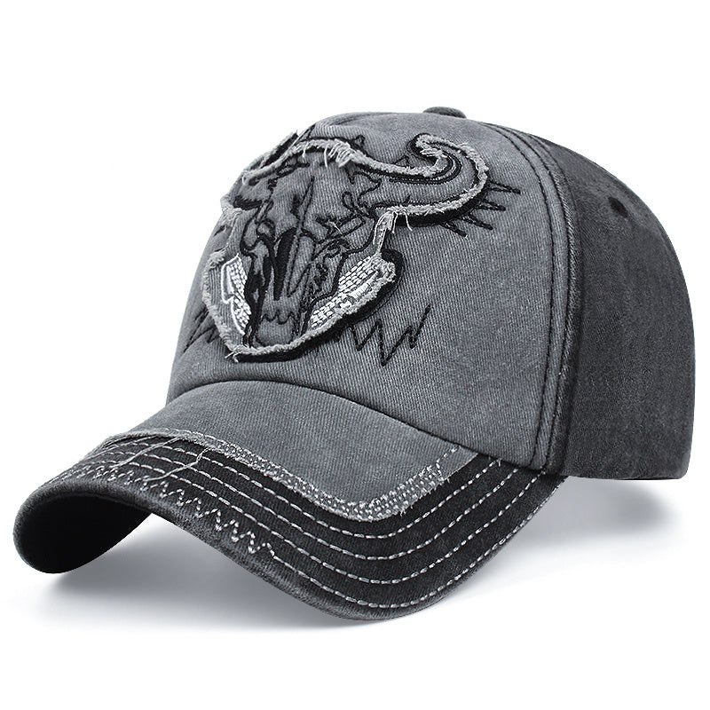 Cattle Head Embroidered Baseball Cap Unisex Hip Hop Dad Hat Adjustable Size