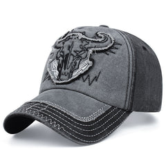 Cattle Head Embroidered Baseball Cap Unisex Hip Hop Dad Hat Adjustable Size