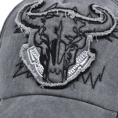 Cattle Head Embroidered Baseball Cap Unisex Hip Hop Dad Hat Adjustable Size