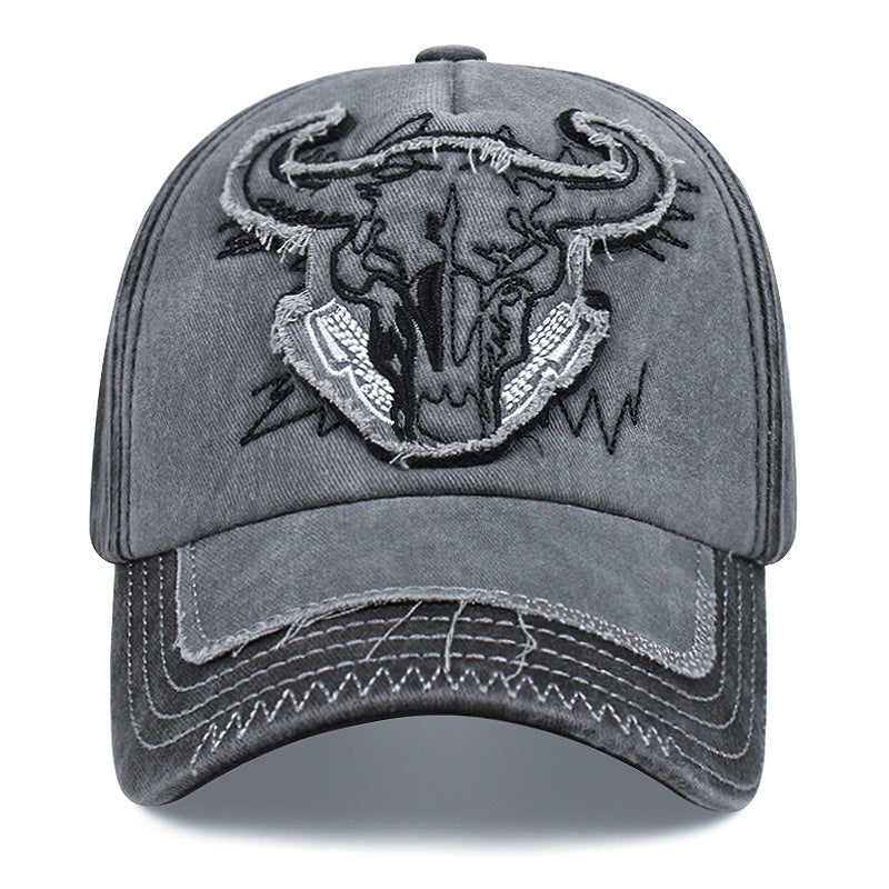 Cattle Head Embroidered Baseball Cap Unisex Hip Hop Dad Hat Adjustable Size
