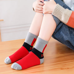 5 Pairs Kids Number Letter Crew Socks Warm Winter Boys Girls